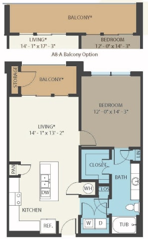 the floor plan of a bedroom apartment with a bathroom and a closet