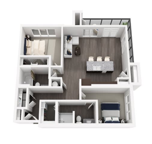 a 3d drawing of a floor plan of a house