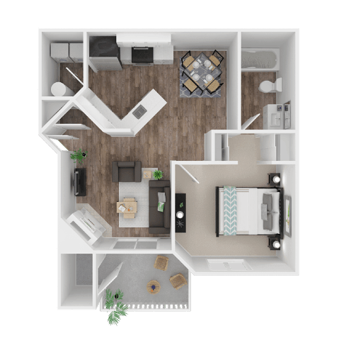 a floor plan of a bedroom with a bathroom and a living room