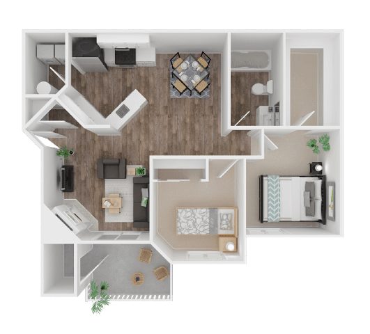a 1 bedroom floor plan with a bathroom and a living room