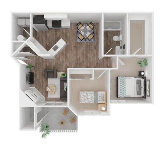 a 1 bedroom floor plan with a bathroom and a living room