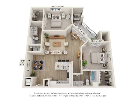 3 bedroom floor plan the residences at sawmill estates apartments