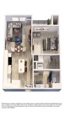 an image of our 1 bedroom floor plan with roommates