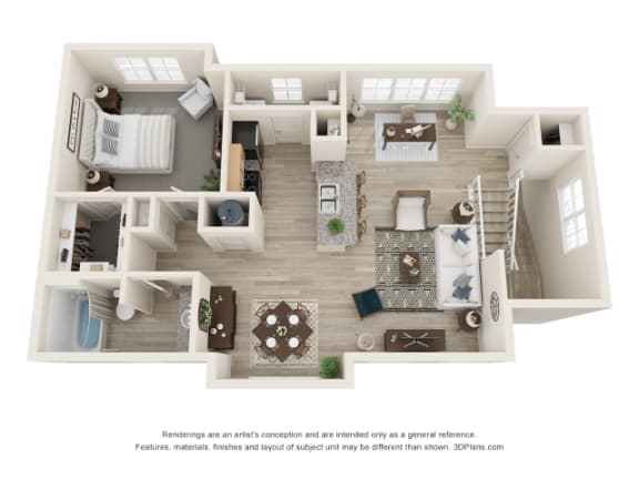 a 1 bedroom floor plan with a bathroom and a living room
