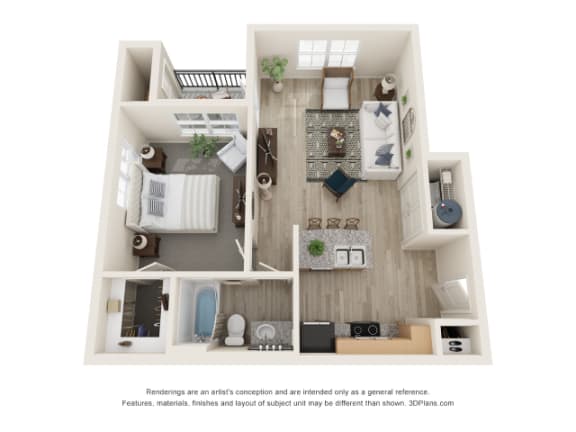 a 3 bedroom floor plan with a bedroom and a living room