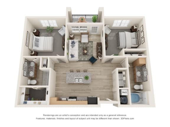 a 1 bedroom floorplan is shown in this illustration