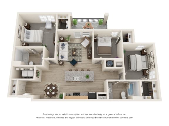 a 1 bedroom floorplan is shown in this illustration