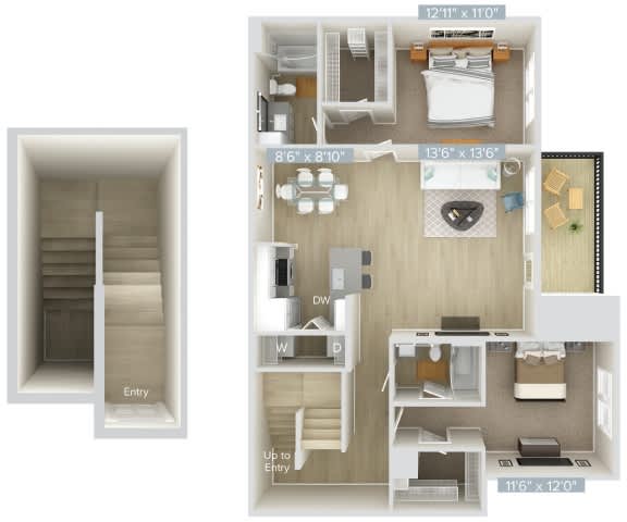 a floor plan of a home with a bedroom and a living room