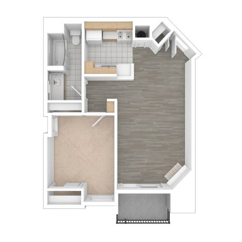 a floor plan of a house with a bedroom and a living room
