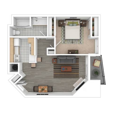 a floor plan of a house with a bedroom and a living room