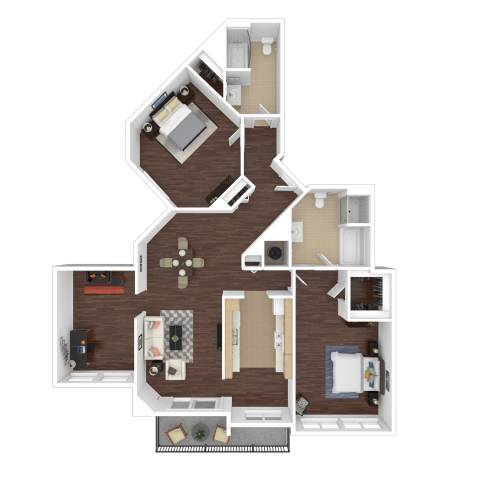 a floor plan of a house with a bedroom and a living room