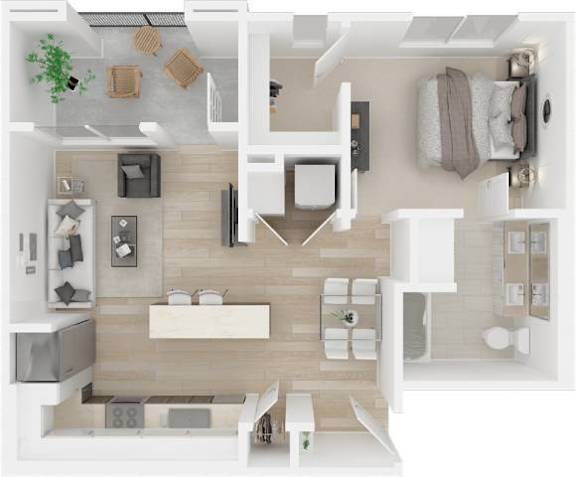 a floor plan of a house with a bedroom and a living room