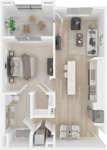 a floor plan of a house with a bedroom and a living room