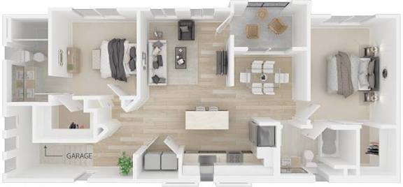 a floor plan of a house with a bedroom and a living room