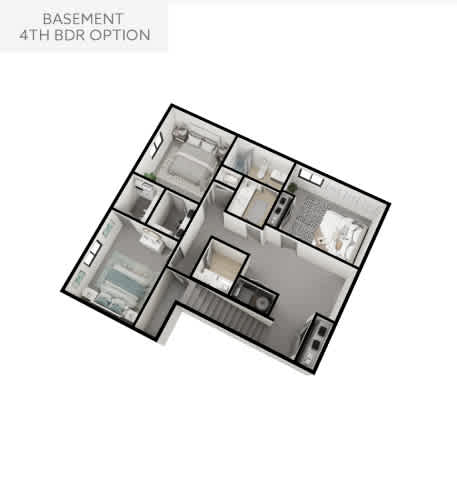 A floor plan of a basement with the title