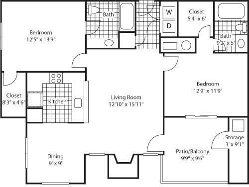 A black and white image of a house floor plan.