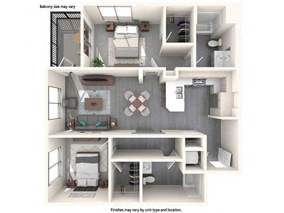 A diagram shows the layout of a balcony with different configurations.
