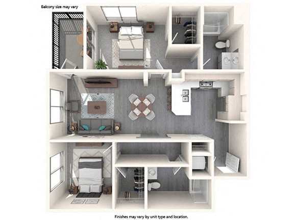 A diagram shows the layout of a balcony with different configurations.