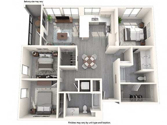 A diagram of a house layout with a kitchen, living room, and bathroom.