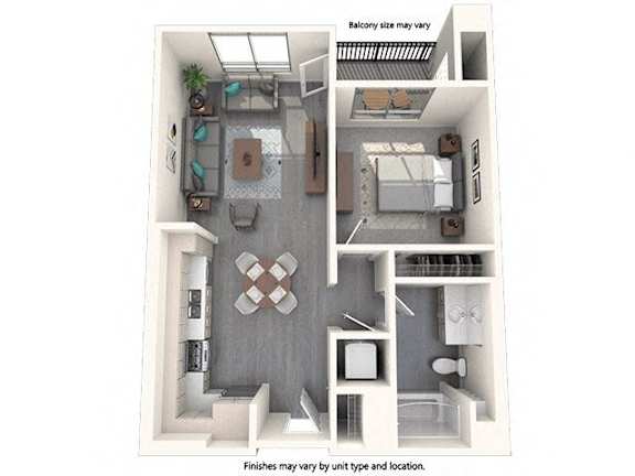 A diagram of a house layout with a kitchen, living room, and bathroom.