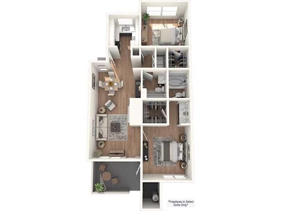 A floor plan of a house with a kitchen, living room, and dining area.