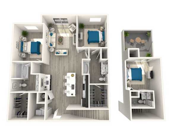 a floor plan of a room with a bedroom and a bathroom