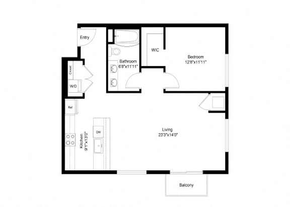 A black and white image of a house plan with a balcony.