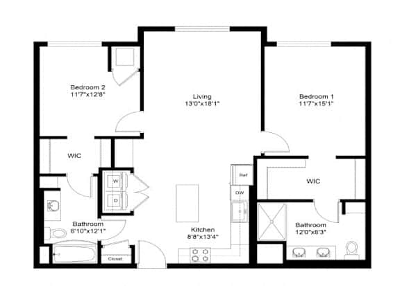 A black and white image of a floor plan for a house.