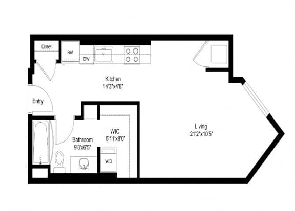 A black and white drawing of a house floor plan.