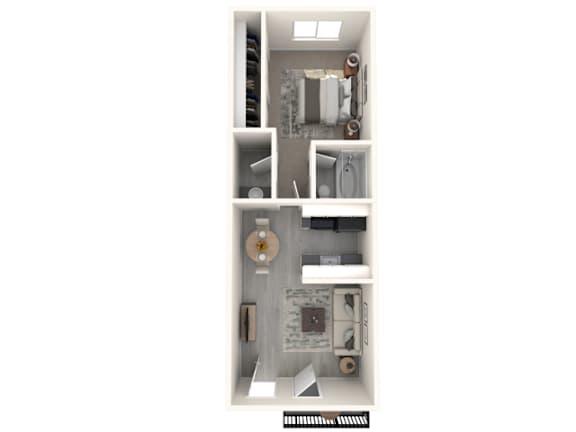 A white image of a kitchen with a sink and a refrigerator.