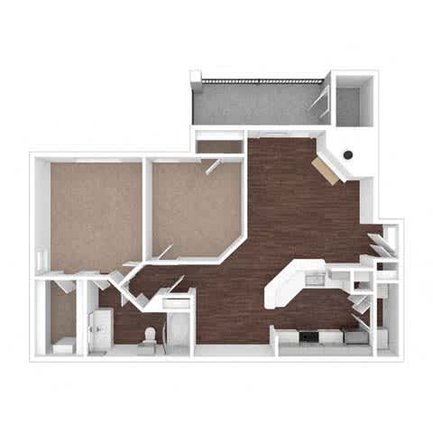 A white and brown architectural drawing of a house.