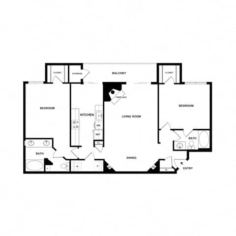 A black and white image of a house floor plan.