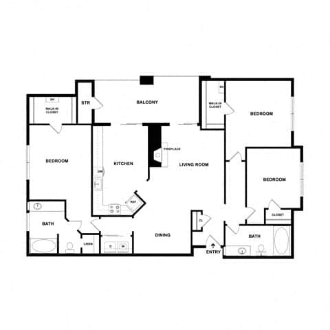 A black and white image of a house floor plan.