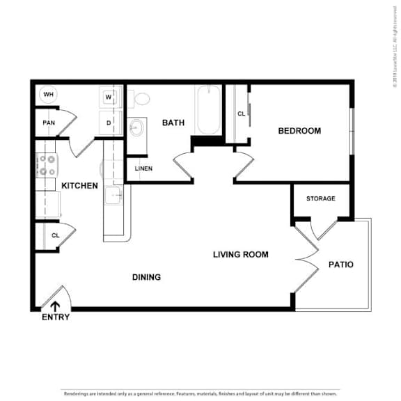 A black and white floor plan of a house with labeled rooms.