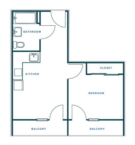 A floor plan of a two-story home with a balcony on each level.