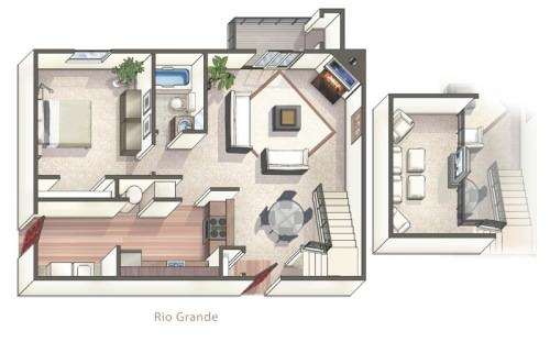 A drawing of a floor plan for a property named Rio Grande.