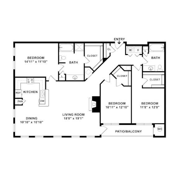 A black and white image of a floor plan for a house.