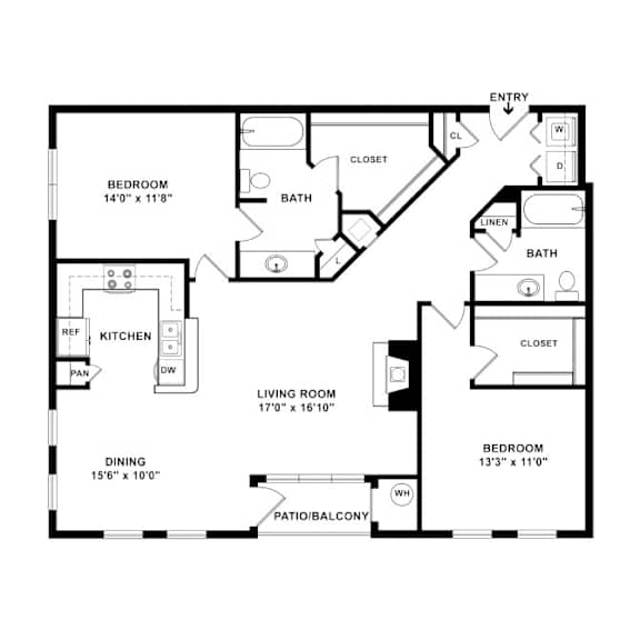 A black and white image of a house floor plan.