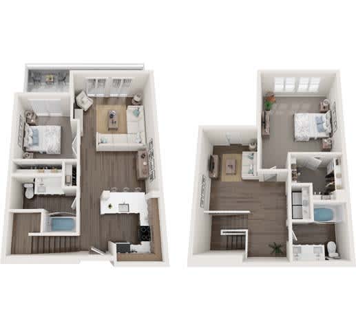 A floor plan of a two bedroom apartment.