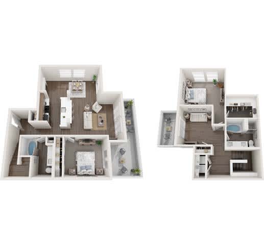 A white image of two house layouts.