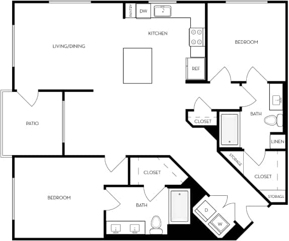 A black and white image of a house floor plan.