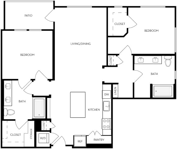 A black and white image of a house floor plan.