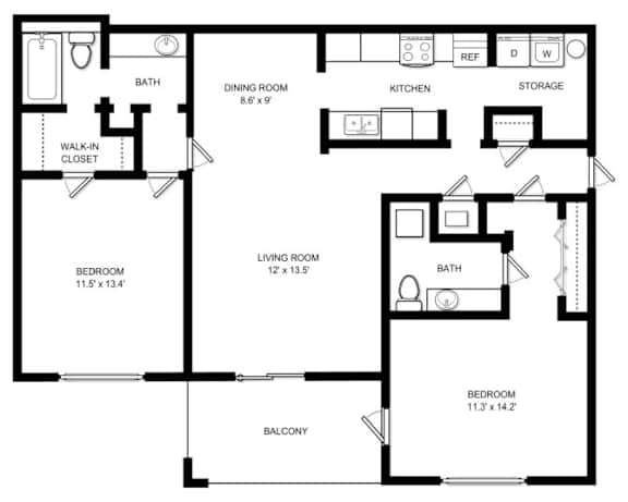 A black and white image of a floor plan for a house.