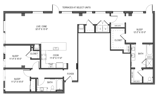 a floor plan of a home with two bedrooms and two bathrooms