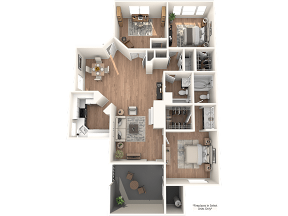 A floor plan of a two-story home with a living room, dining room, kitchen, and multiple bedrooms.