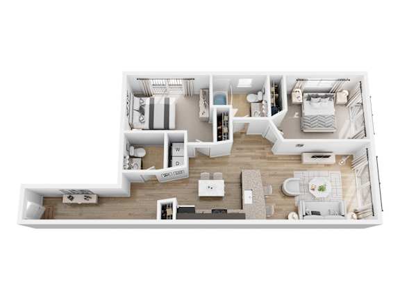A detailed floor plan of a modern apartment layout.