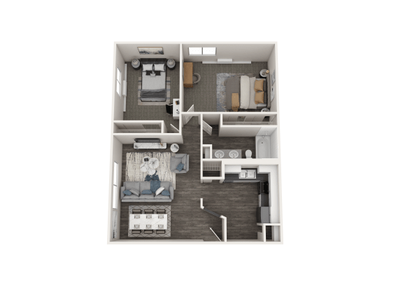 a 3d floor plan of a studio apartment