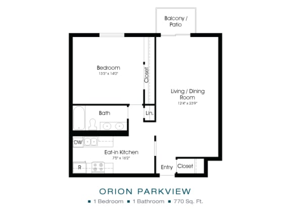 a floor plan of a unit with a bedroom and a living room