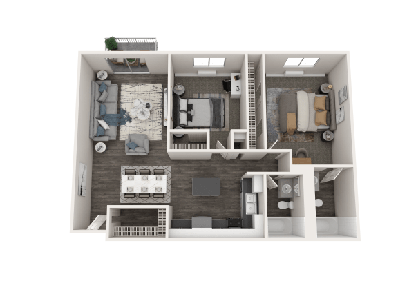a 3d floor plan of a 1 bedroom 2100 sq ft