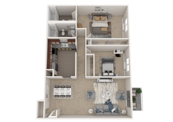 a 3d rendering of a floor plan of a house